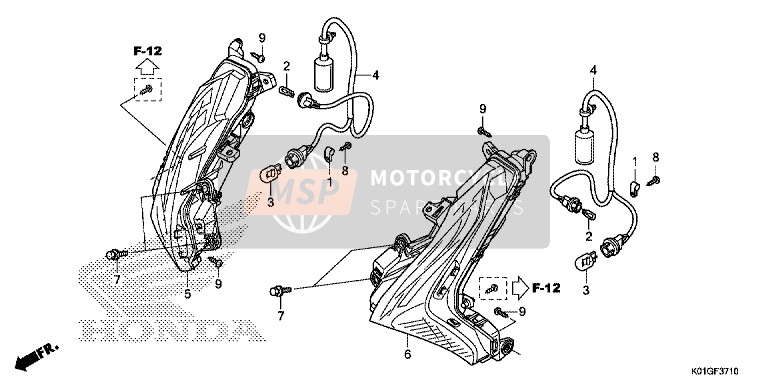Honda SH125 2016 Indicatore anteriore per un 2016 Honda SH125